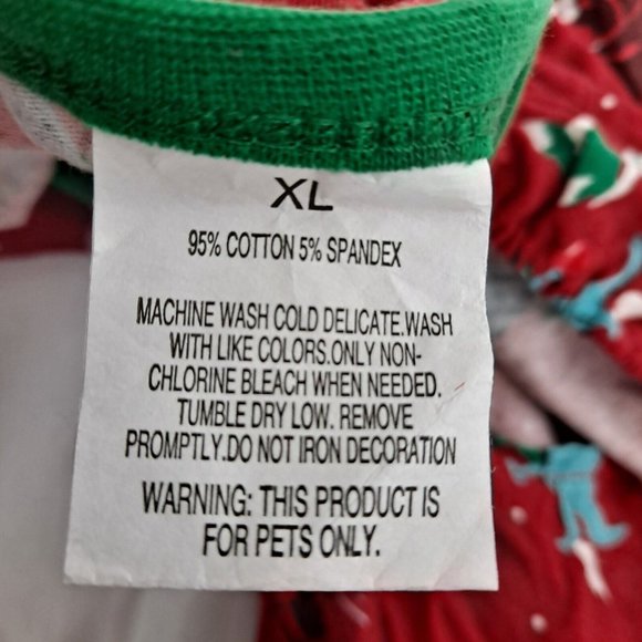 Dog Pajamas Pj's Winter Dinosaur Snow Pattern Red Green XL - Picture 5 of 7
